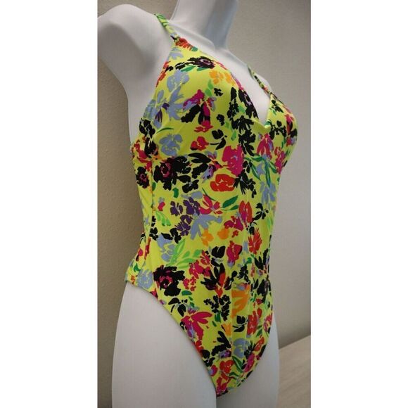 BAR III MBFC22236 Women's Sz S Citron Floral Chic One-Piece Swimsuit - Picture 4 of 9